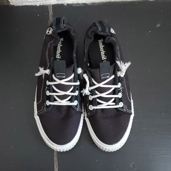 Timberland Newport Bay Black White Classic Canvas Trainers Sneakers Size US 6.5 - Picture 3 of 11